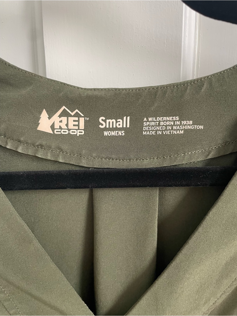 REI Olive Green V-Neck Drawstring Mini Dress - Picture 3 of 3